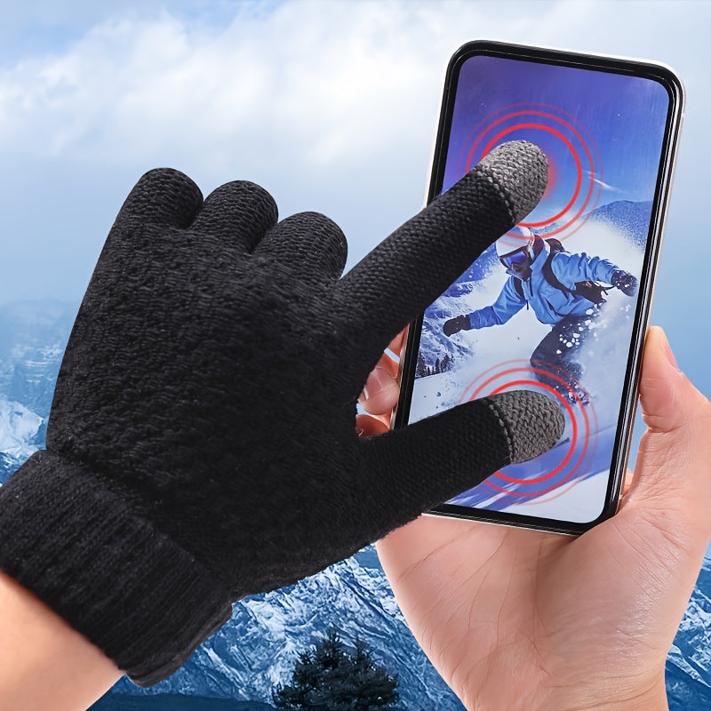 A Pair of Women'S Winter Outdoor Touchscreen Gloves That Are Warm, Thick, And Plush, Suitable for Driving And Cycling in Cold Weather. These Stylish And Versatile Gloves Are Perfect for Couples During The Winter Season, Ideal